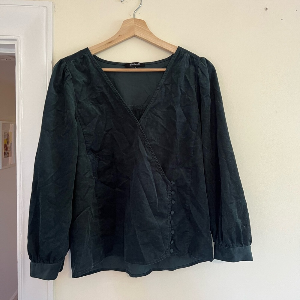 Madewell Corduroy Kingston Side Button Wrap Top